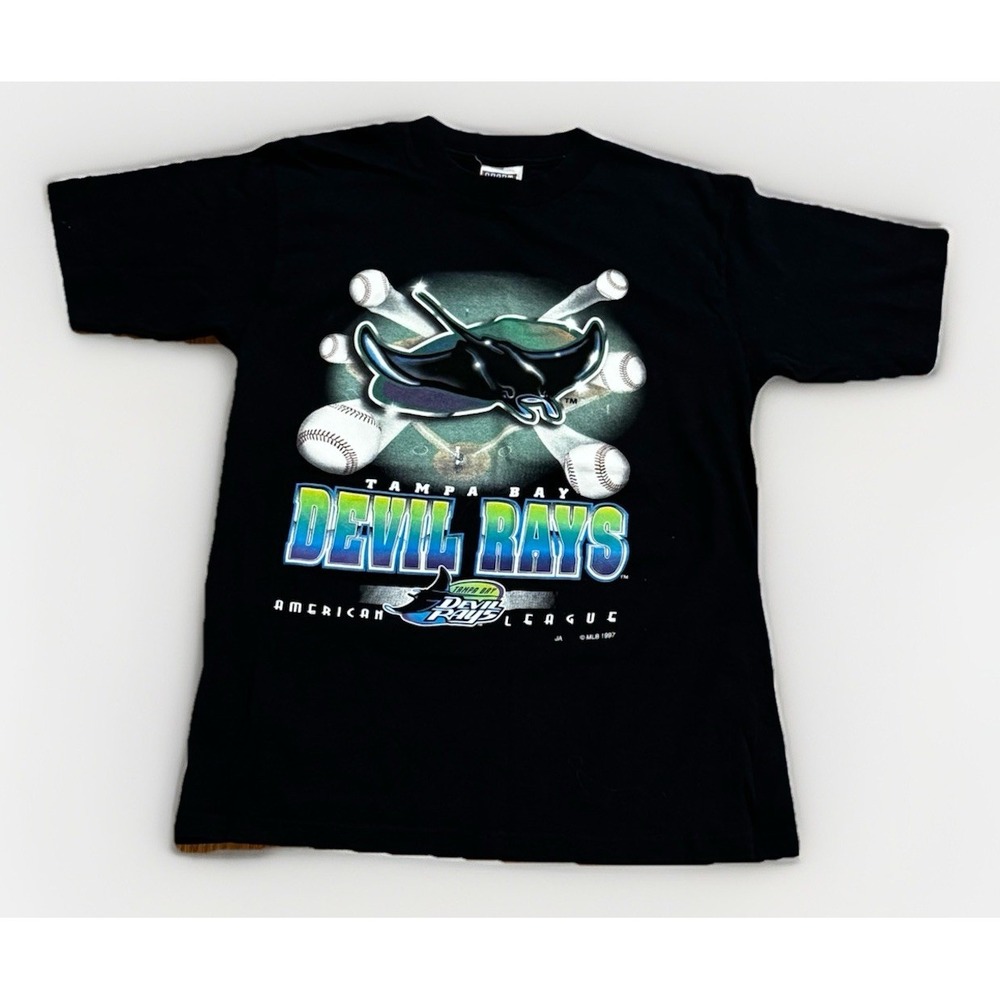 Vintage Tampa Bay Devil Rays Shirt Mens M Black MLB Tropicana Field 1997 Rare